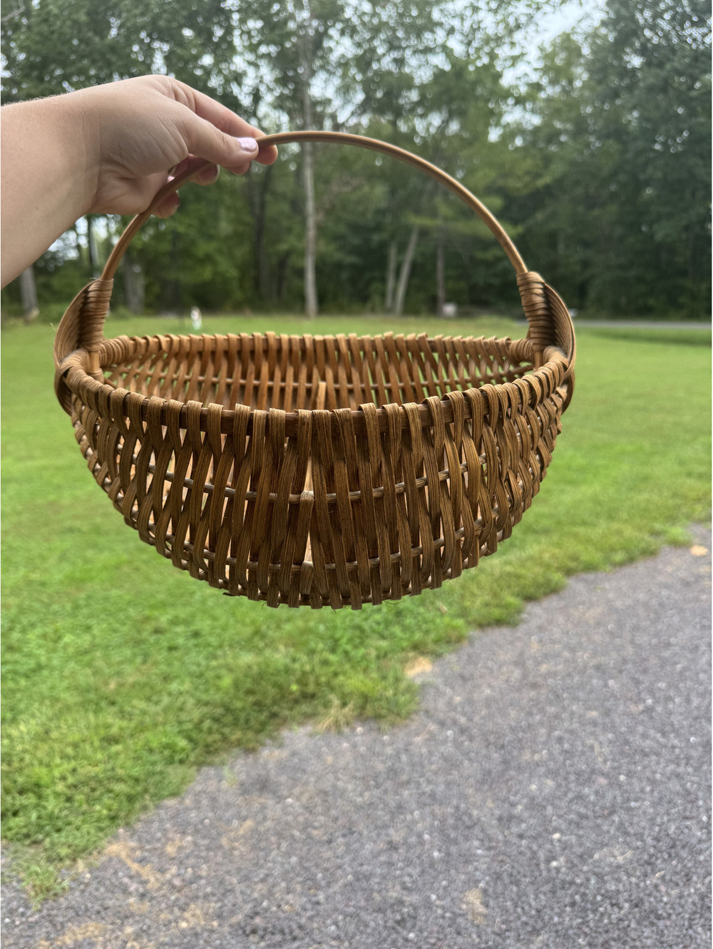 Vintage Handwoven Natural Wicker Basket with Handle